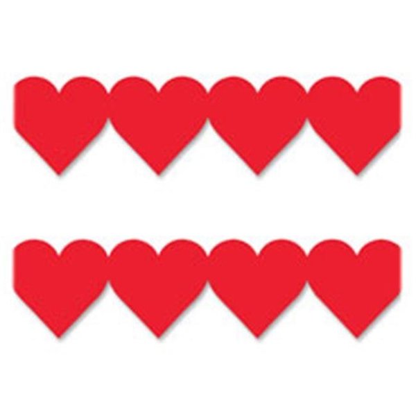 Hygloss Products Hygloss Products HYX33625 Red Heart Globe Design Border Strips; 12 Per Pack HYX33625